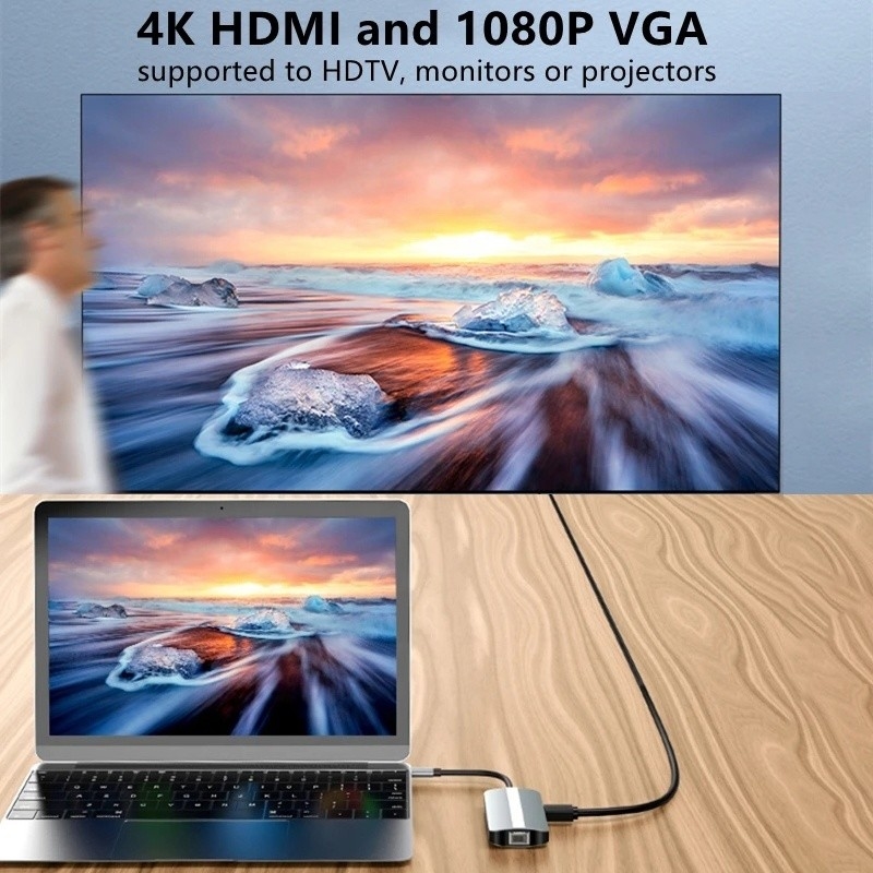 Mac Notebook 9 σε 1 Type-C USB-C Hub με HDTV Multi Port Docking Station Adapter