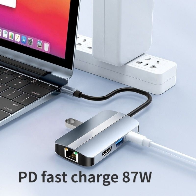 USB Type C Hub Multiport Dock Station με λειτουργία δικτύου φόρτισης μεταφοράς βίντεο