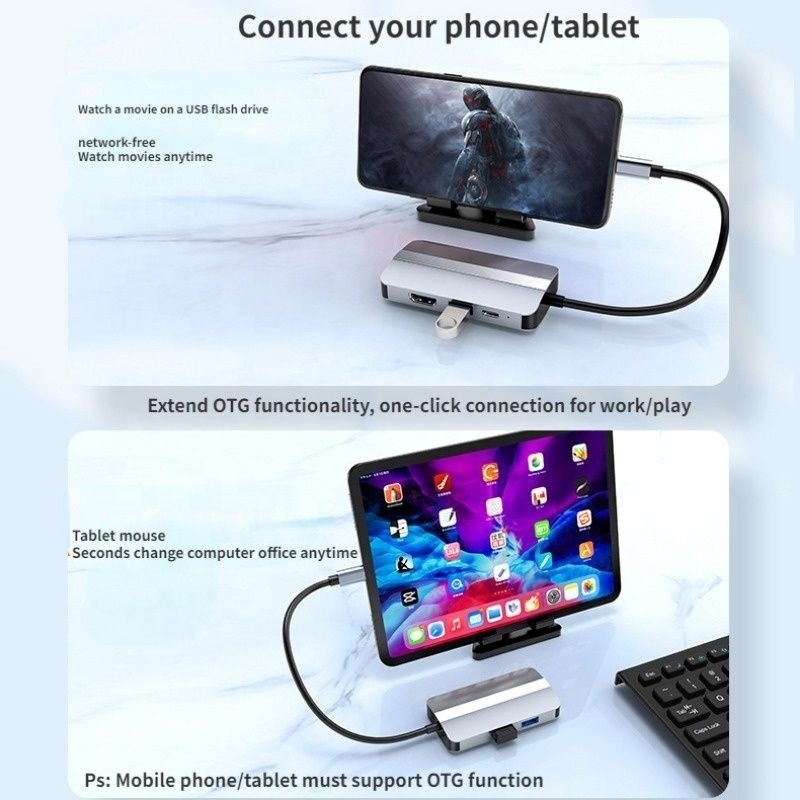 USB Type C Hub Multiport Dock Station με λειτουργία δικτύου φόρτισης μεταφοράς βίντεο