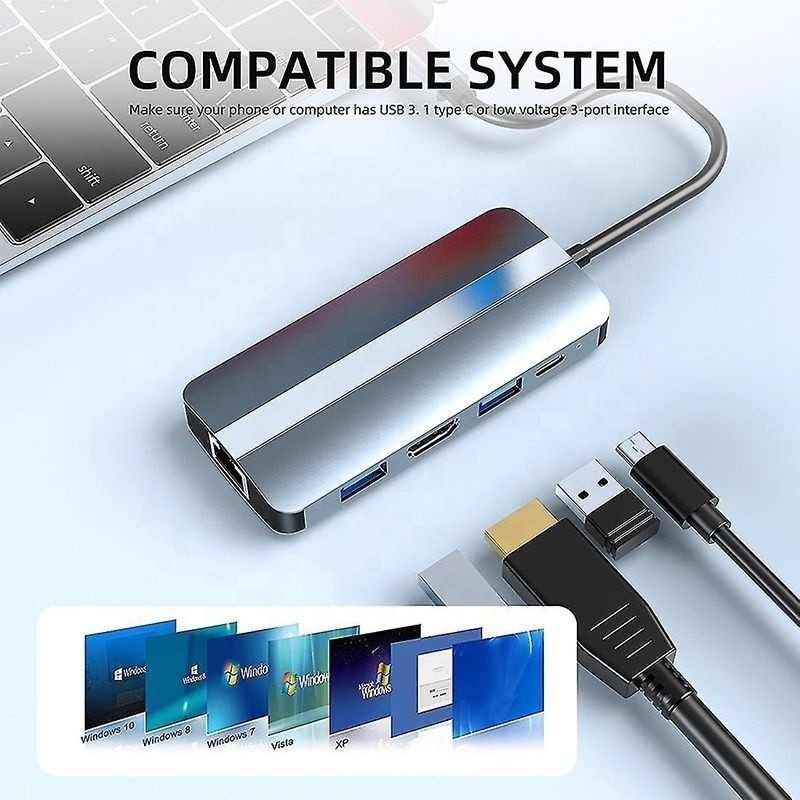 USB Type C Hub Multiport Dock Station με λειτουργία δικτύου φόρτισης μεταφοράς βίντεο