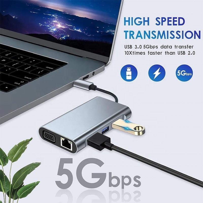 Πολυλειτουργία 8-In-1 USB-C USB C Docking Station με διπλή 4K HDMI και 2 HDMI θύρες
