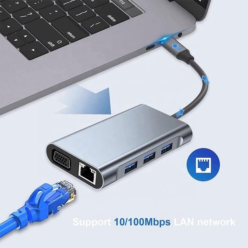 Πολυλειτουργία 8-In-1 USB-C USB C Docking Station με διπλή 4K HDMI και 2 HDMI θύρες