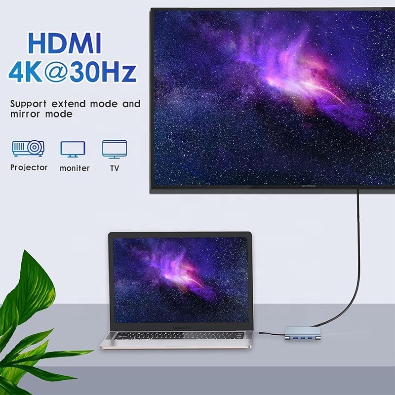 Πολυλειτουργία 8-In-1 USB-C USB C Docking Station με διπλή 4K HDMI και 2 HDMI θύρες