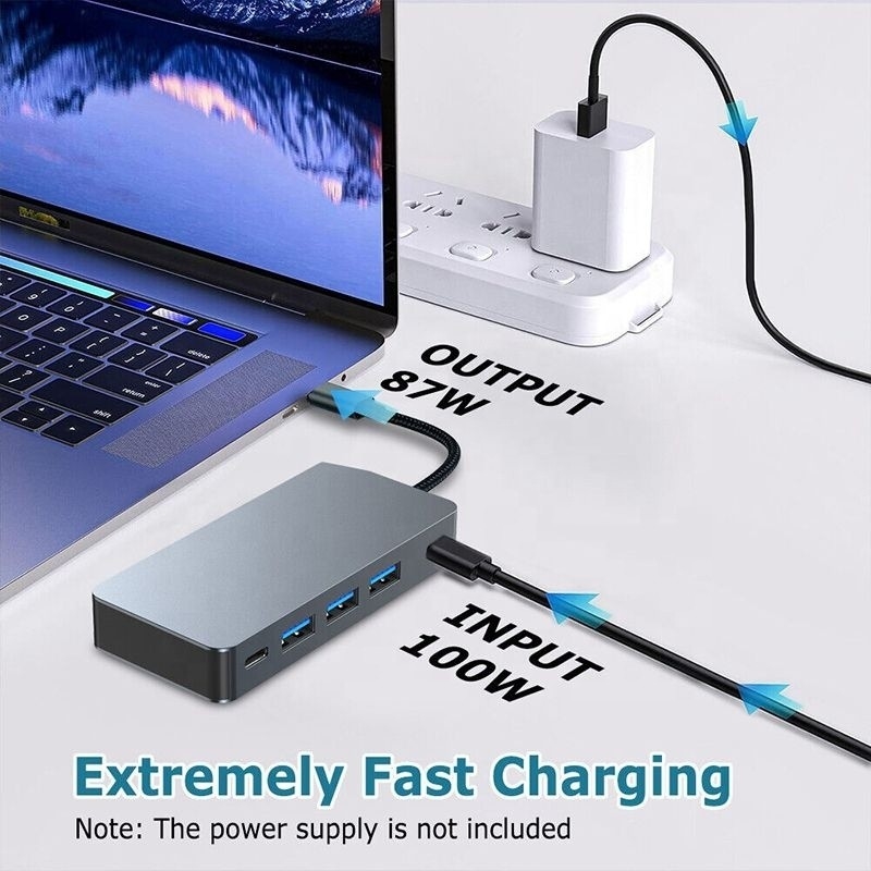 4K 30Hz Δύο HDMI USB 3.0 Adapter Docking Station 7 σε 1 Πολυπύρτιο USB C Type C Hub