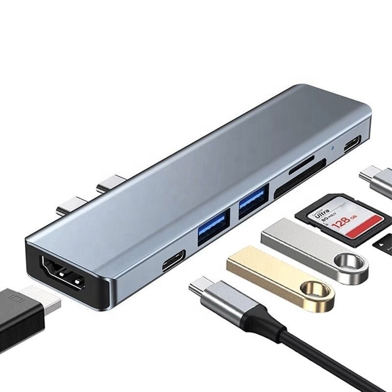 USB Type C 7-In-1 Multiport Dock Hub Adapter με έξοδο HDMI USB 3.0 USB 2.0 SD/TF PD
