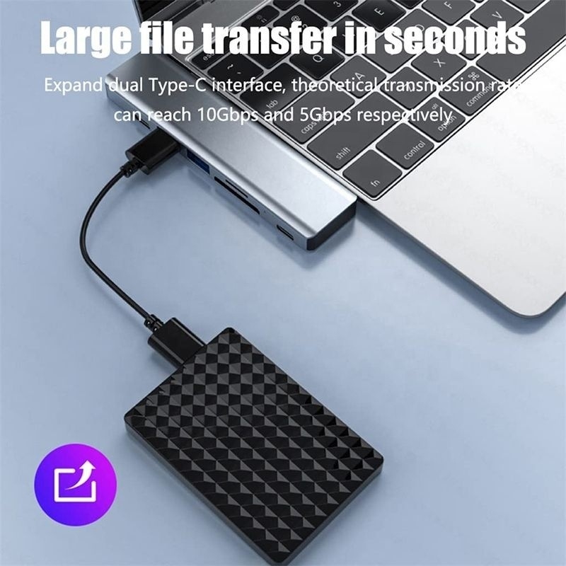 USB Type C 7-In-1 Multiport Dock Hub Adapter με έξοδο HDMI USB 3.0 USB 2.0 SD/TF PD