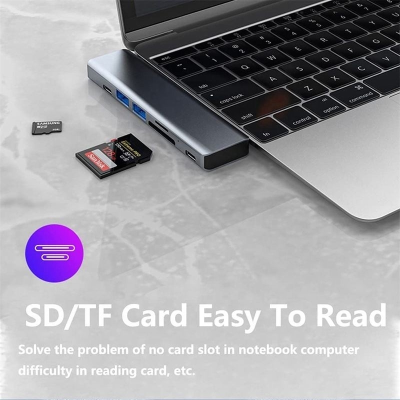 USB Type C 7-In-1 Multiport Dock Hub Adapter με έξοδο HDMI USB 3.0 USB 2.0 SD/TF PD