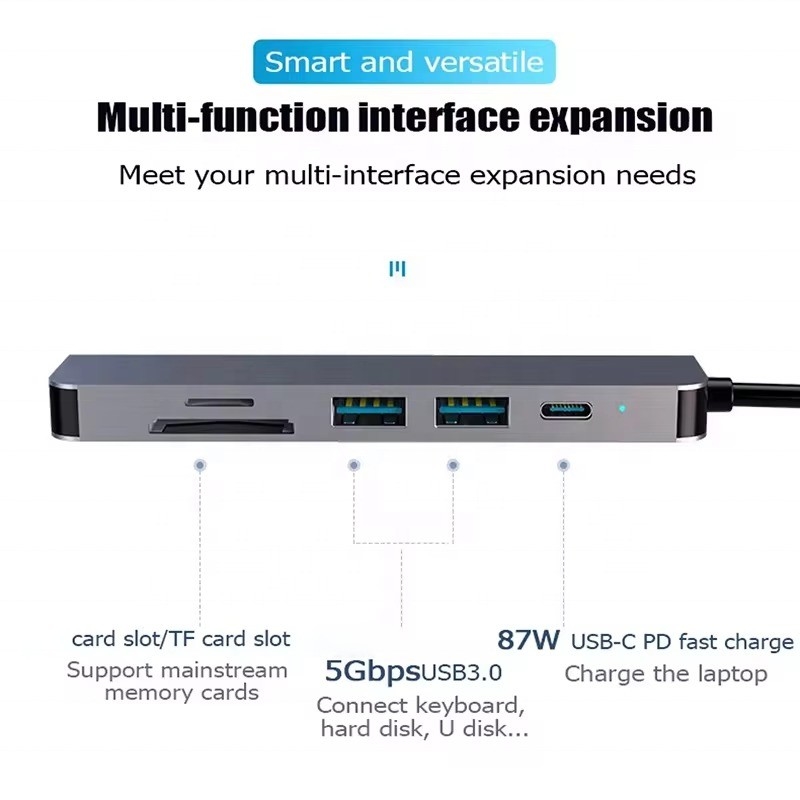USB 3.1 Docking Station Hub με αναγνώστη κάρτας SD 4K HDMI USB3.0 TF και φόρτιση PD 87W
