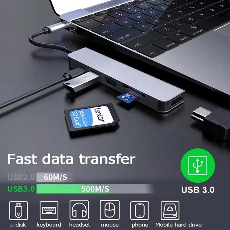 USB 3.1 Docking Station Hub με αναγνώστη κάρτας SD 4K HDMI USB3.0 TF και φόρτιση PD 87W