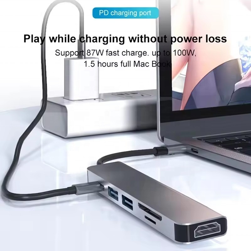 USB 3.1 Docking Station Hub με αναγνώστη κάρτας SD 4K HDMI USB3.0 TF και φόρτιση PD 87W