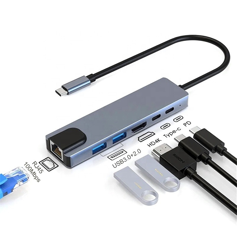 Γρήγορη φόρτιση 16 σε 1 USB C προσαρμογέα για κινητό τηλέφωνο φορητό υπολογιστή 4K HDMI RJ45 PD