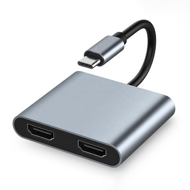 4-σε-1 USB C σε διπλό 4K HDMI MST προσαρμογέα για φόρτιση μεταφοράς δεδομένων και βίντεο