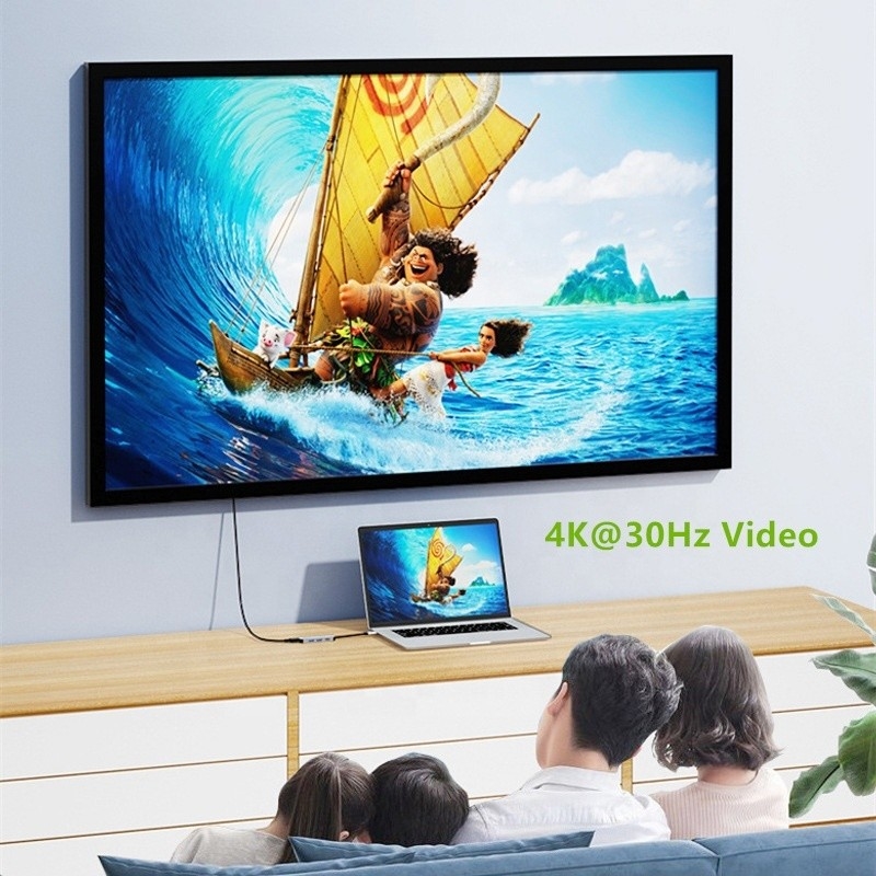 4K HDMI συμβατός τύπου-C προς USB C Hub Adapter με 2 θύρες φόρτισης USB3.0 και PD