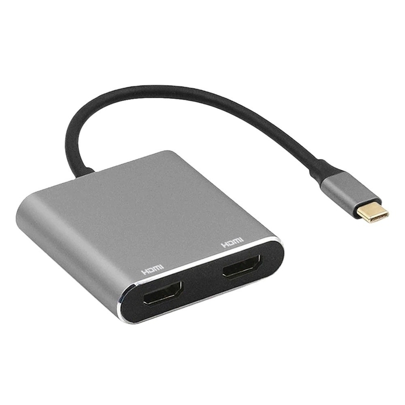 Σταθμός υποσύνδεσης 4 σε 1 με 2 διπλές θύρες HDMI 4K και προσαρμογέα USB-C τύπου C σε διπλό HDMI