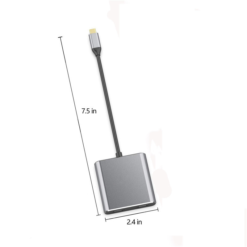 Σταθμός υποσύνδεσης 4 σε 1 με 2 διπλές θύρες HDMI 4K και προσαρμογέα USB-C τύπου C σε διπλό HDMI