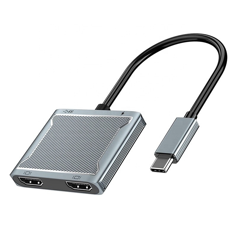 Σύνδεσμος διεπαφής USB C τύπου C Δύο προσαρμογείς HDMI 4K 4 σε 1 USB 3.0 Hub για φορητό υπολογιστή
