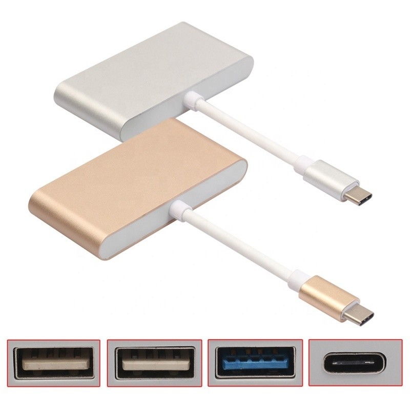 USB 3.1 Διασύνδεση 4-In-1 Τύπου C Hub Πολλαπλός προσαρμογός για ταχεία μεταφορά δεδομένων