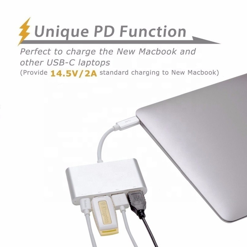 USB 3.1 Διασύνδεση 4-In-1 Τύπου C Hub Πολλαπλός προσαρμογός για ταχεία μεταφορά δεδομένων