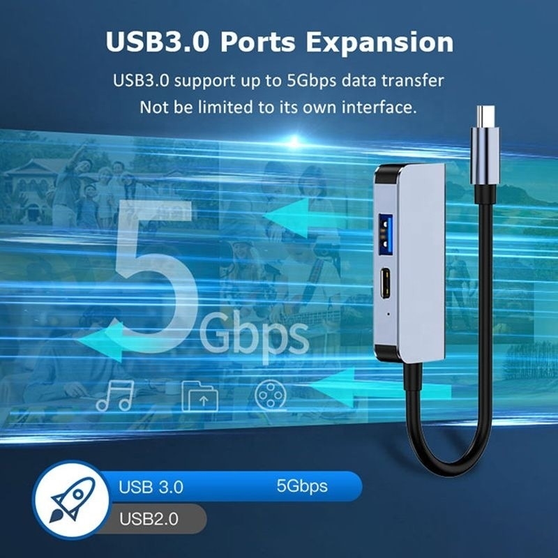USB 3.1/USB Type-C Hub Adapter Docking Station με 4K HDMI USB3.0 USB 3.0 Type C PD