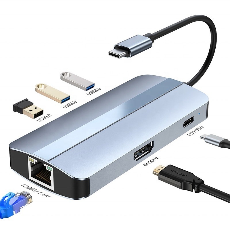 12-In-1 USB C Adapter OEM Multiport Hub με 4K HDMI USB 3.0 RJ45 Lan Ethernet