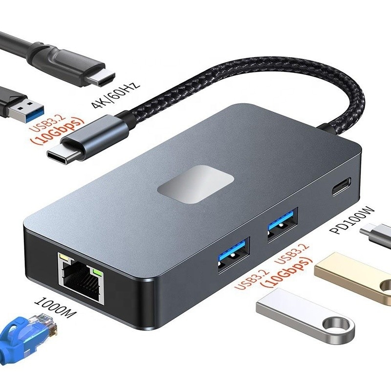 8-In-1 Multiport Adapter USB-C Hub με HDMI 3 USB3.0 RJ45 και PD έξοδος 5-8 θύρες