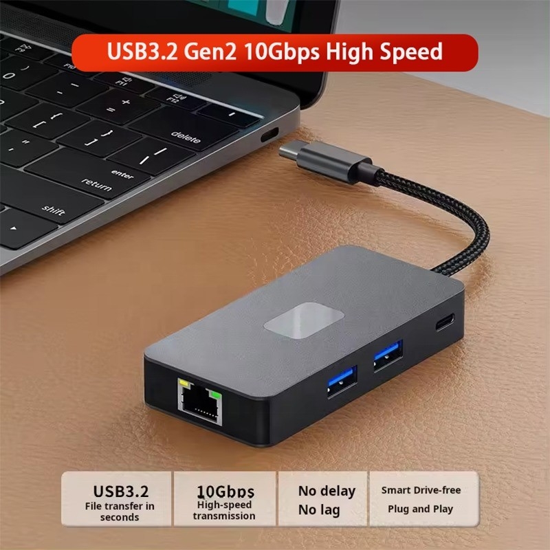 8-In-1 Multiport Adapter USB-C Hub με HDMI 3 USB3.0 RJ45 και PD έξοδος 5-8 θύρες