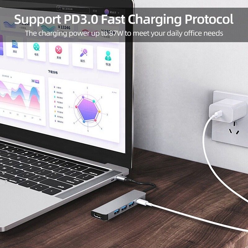 Προσαρμοσμένο 6-In-1 USB C Type-C Hub για 4K HDMI και USB 3.0 για Macbook OEM / ODM