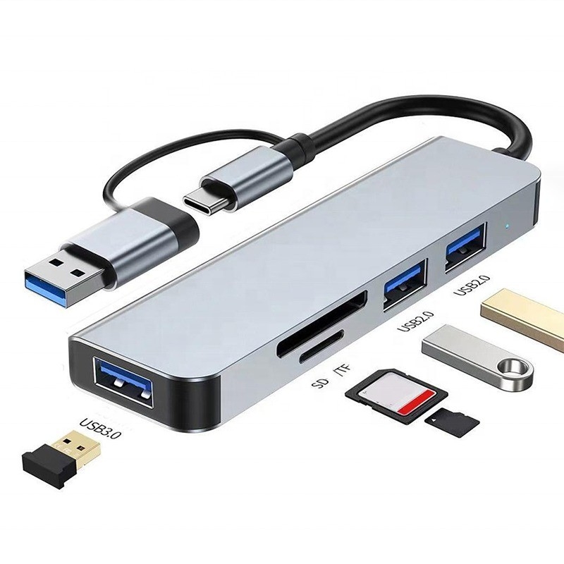 USB A/C Εισαγωγή USB 3.0 Τύπος C Πολλαπλόπορτης Σταθμός Ενσωμάτωσης με αναγνώστη κάρτας SD/TF