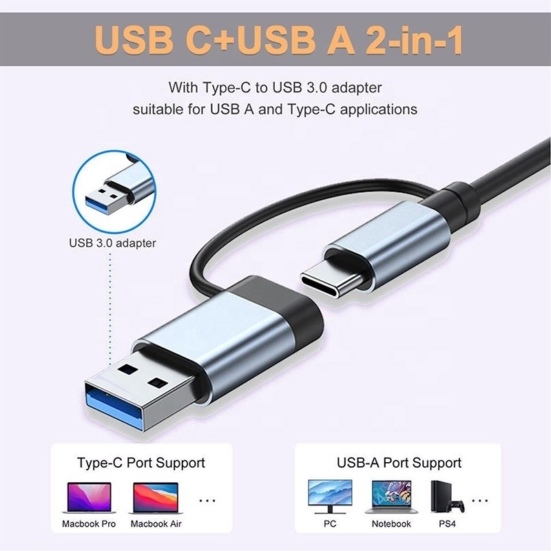 USB A/C Εισαγωγή USB 3.0 Τύπος C Πολλαπλόπορτης Σταθμός Ενσωμάτωσης με αναγνώστη κάρτας SD/TF