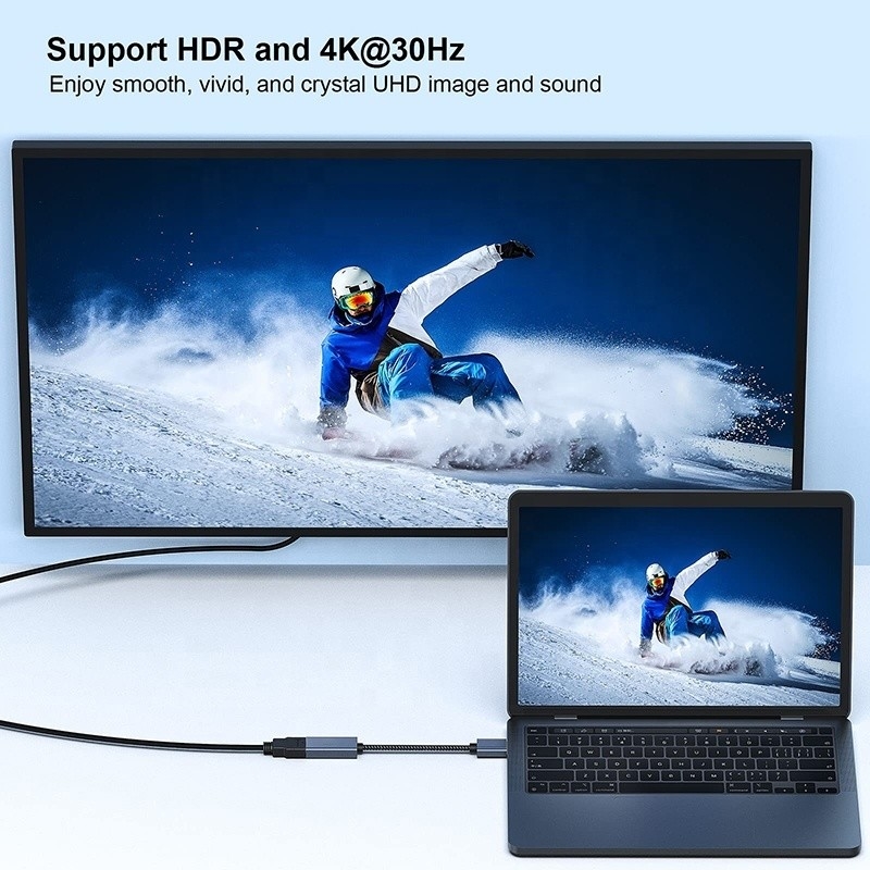 4K ανάλυση USB C Hub Displayport σε HDMI Adapter Cable αρσενικό σε θηλυκό 1080P 4K30Hz 4K60Hz