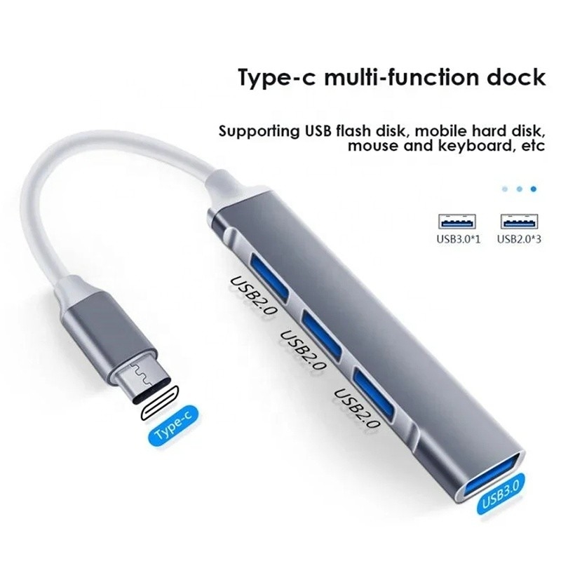 Άλουμινίου 4 θύρες USB τύπου C σε USB 3.0 2.0 Data Hub για μεταφορά δεδομένων υψηλής ταχύτητας