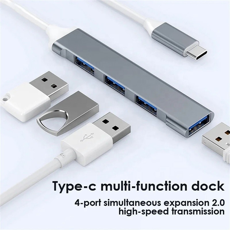Άλουμινίου 4 θύρες USB τύπου C σε USB 3.0 2.0 Data Hub για μεταφορά δεδομένων υψηλής ταχύτητας