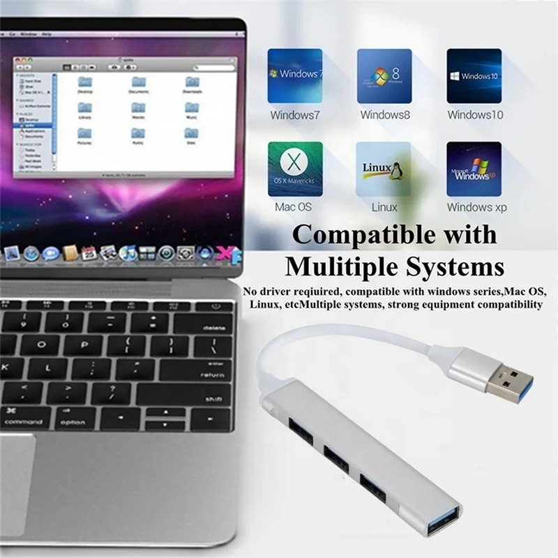 Άλουμινίου 4 θύρες USB τύπου C σε USB 3.0 2.0 Data Hub για μεταφορά δεδομένων υψηλής ταχύτητας
