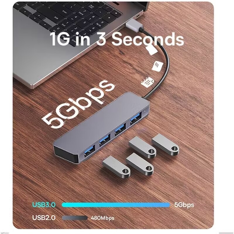 Υψηλής ταχύτητας 4 θύρες USB 3.0 HUB 5Gbps USB C φορητό με προσαρμογέα ρεύματος για PC Mac Laptop