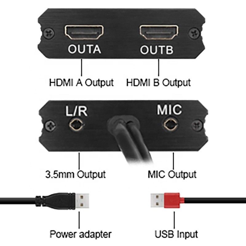 Χωρίς θωράκιση USB 3.0 Δύο HDMI x2 Output Audio Converter Converter για οθόνη φορητού υπολογιστή