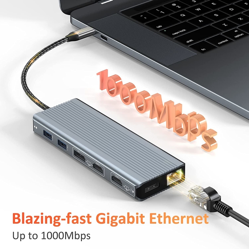 Ταχύτητα μεταφοράς δεδομένων έως 5/10Gbps Σύνδεση φορητού υπολογιστή Thunderbolt με παροχή ισχύος 85/100W για ισχυρή απόδοση