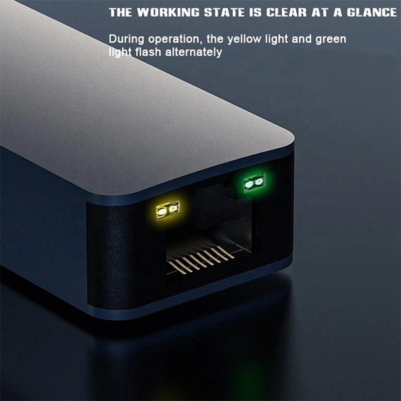 Δύο σε ένα αλουμινένιο προσαρμογέα Ethernet USB 3.0 τύπου C για γρήγορη και σταθερή σύνδεση δικτύου