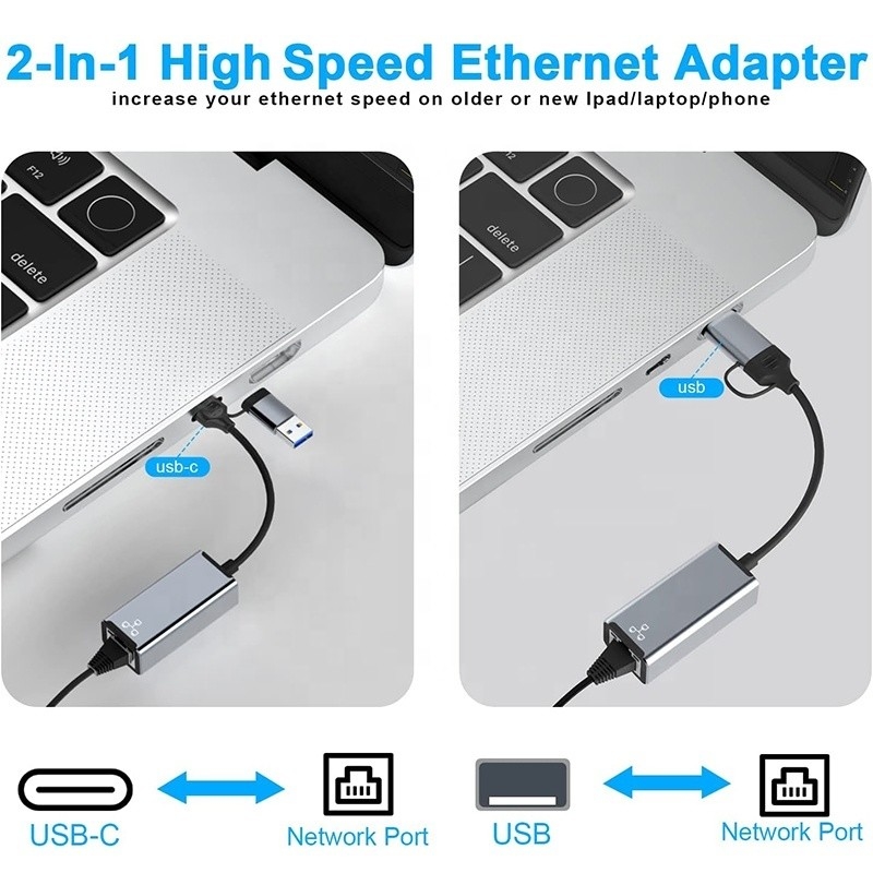 USB C τύπου-C προς RJ45 Ethernet Gigabit Lan Adapter για φορητούς υπολογιστές σε μεγάλη ζήτηση