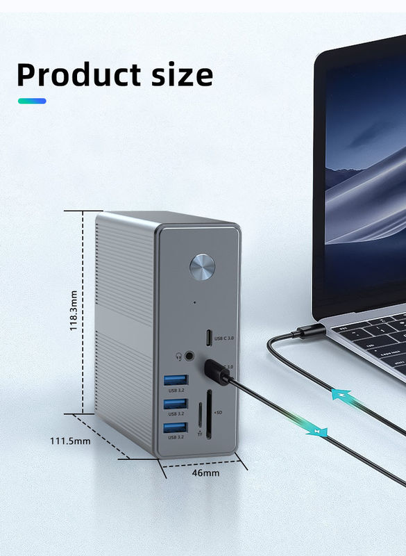 Αλουμινίου και υλικού ABS USB C Docking Station με σύνδεση SD / TF Card Reader Plug And Play