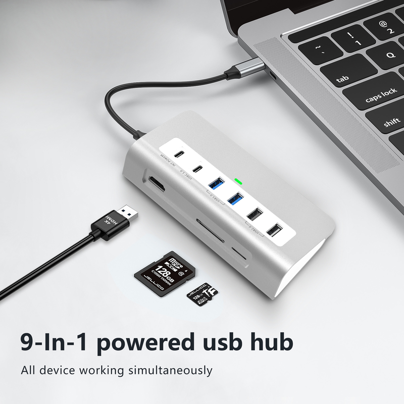 P9 USB C Hub 9 σε 1 θύρες USB-C Docking Station και εύκολη σύνδεση Plug And Play