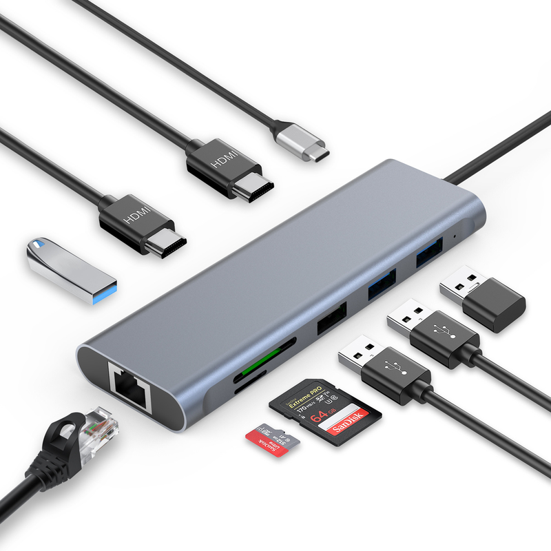 Τύπος C USB Multi Port Hub USB Type-C Adapter με θύρες USB 3.0 και RU6A-H2