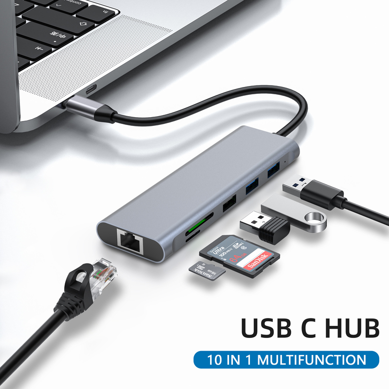 Τύπος C USB Multi Port Hub USB Type-C Adapter με θύρες USB 3.0 και RU6A-H2
