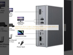 Αλουμίνιο 16 σε 1 USB-C Docking Station κόμβοι με HDMI 4K Video Output VGA θύρα για laptop Macbook